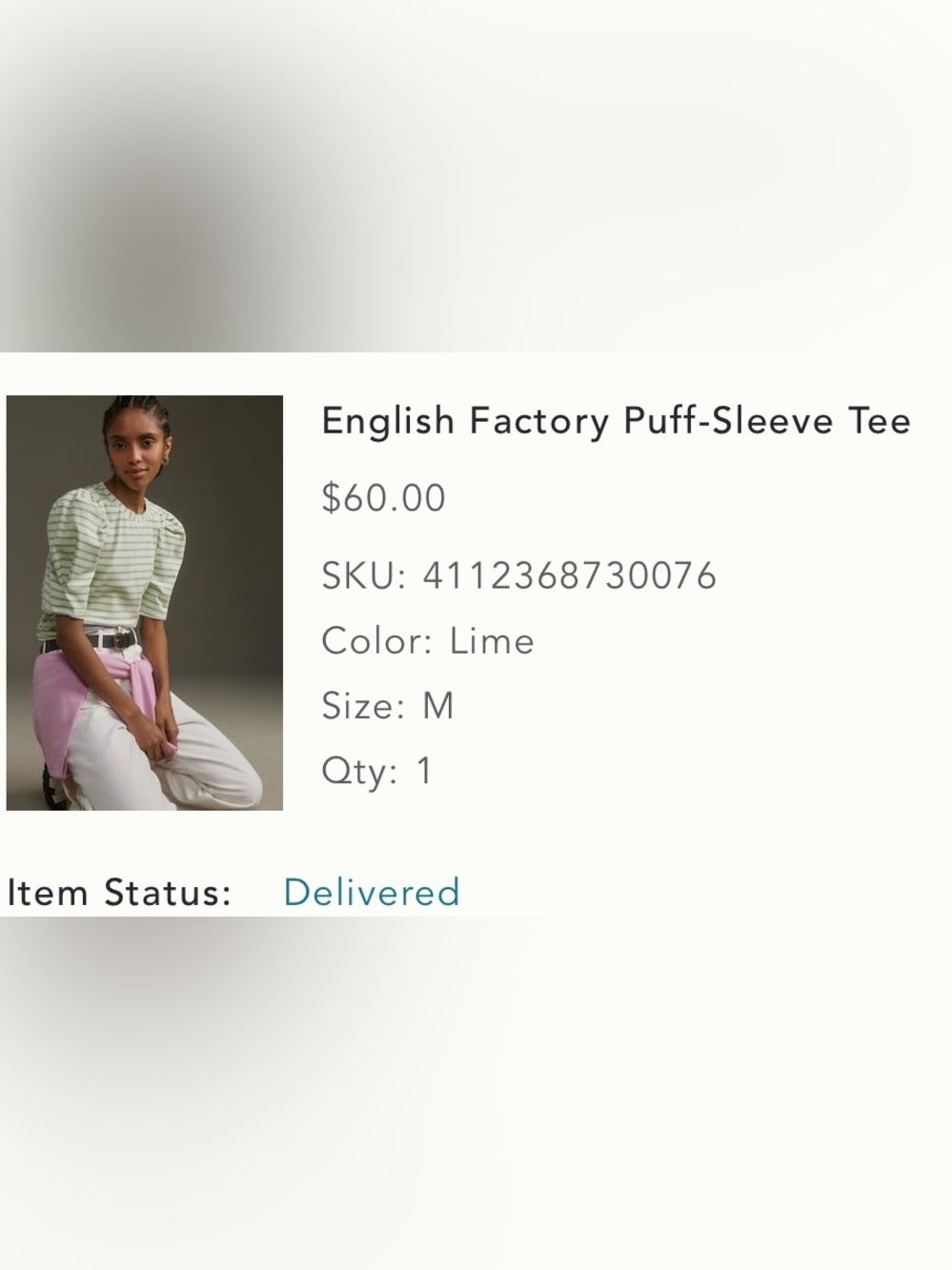English Factory Lime puff sleeve tee